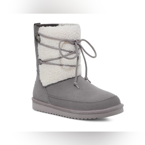 Koolaburra UGG Michon Short Boot Mid Calf Fur Fashion Chestnut Size 8 - Picture 1 of 11